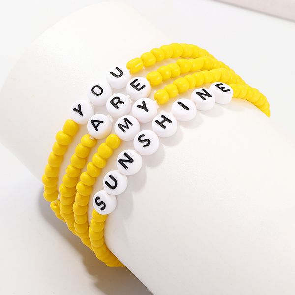 fashion jewelry custom handmade letter bracelet you are my sunshine beaded initial bracelet for women gift, Black
fashion jewelry custom handmade letter bracelet you are my sunshine beaded initial bracelet for women gift, Black