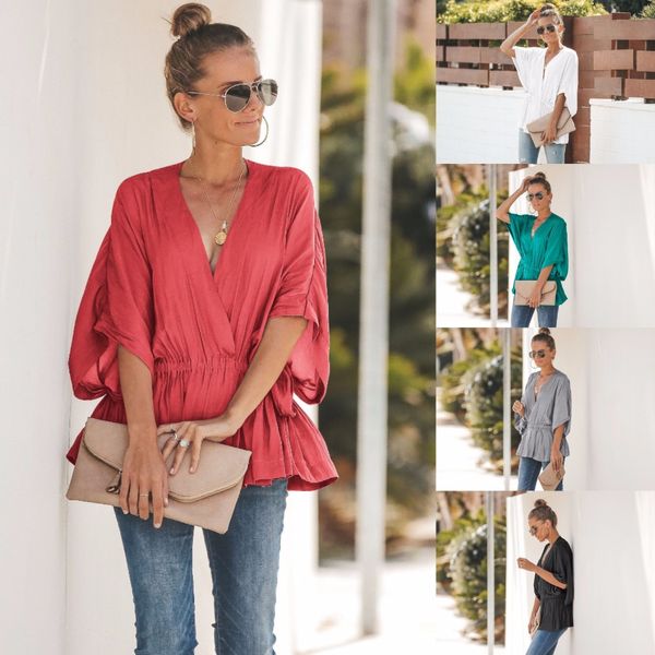 streetwear women new 2019 v-neck batwing sleeve print loose solid color v-neck summer beach ladies new, White
streetwear women new 2019 v-neck batwing sleeve print loose solid color v-neck summer beach ladies new, White