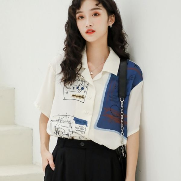 shengpalae 2020 new summer fashion women clothes turn-down collar short sleeves printed shirt single breasted blouse wg17600l, White
shengpalae 2020 new summer fashion women clothes turn-down collar short sleeves printed shirt single breasted blouse wg17600l, White