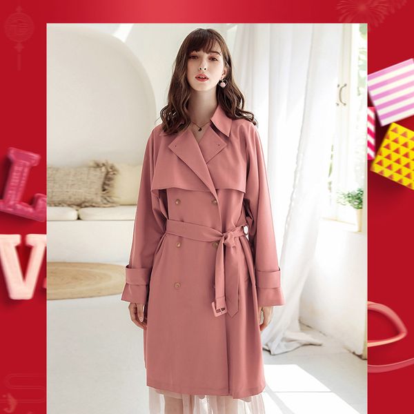 spring 2020 new brand women's lapel solid color double row button long windbreaker temperament light mature coat 97179, Tan;black
spring 2020 new brand women's lapel solid color double row button long windbreaker temperament light mature coat 97179, Tan;black