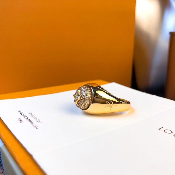 2020 18k gold ring diamond ring classic pattern letter personality ring valentine day fashion jewelry send box