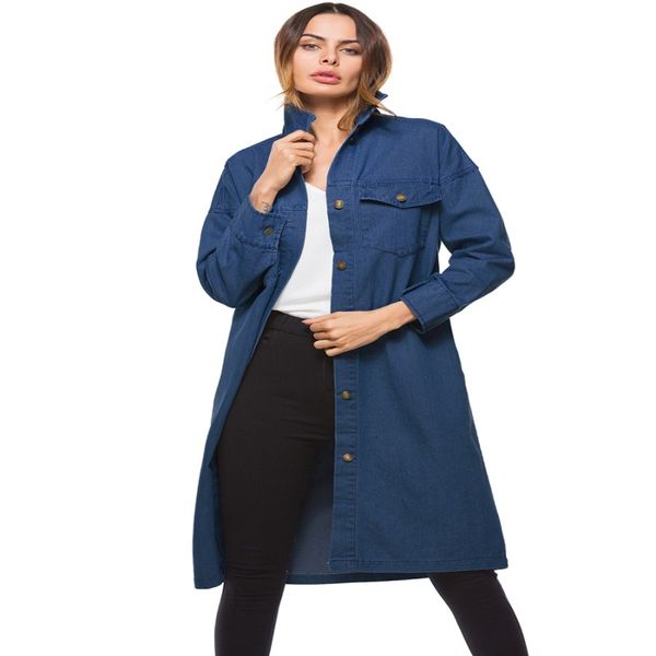 light blue dark blue denim trench coat for women 2019 spring fashion female overcoat ladies long denim coats cardigan feminino, Tan;black
light blue dark blue denim trench coat for women 2019 spring fashion female overcoat ladies long denim coats cardigan feminino, Tan;black