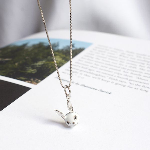 

s925 pure silver кролик ожерелье шикарный корейский темперамент личности ювелирных ключицы цепи тенденция серебряная цепь голова крольчиха, Golden;silver