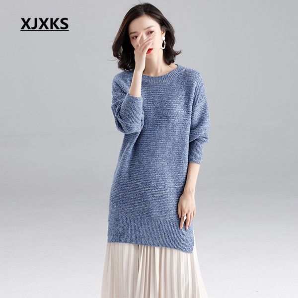 women's sweaters xjxks 2021 autumn and winter women long sweater loose plus size comfortable cashmere knitted pullover, White;black
women's sweaters xjxks 2021 autumn and winter women long sweater loose plus size comfortable cashmere knitted pullover, White;black