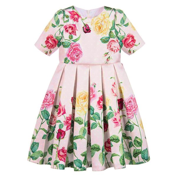 retail girls dress baby girl flower print short sleeve pleated dresses kids evening skirts children boutique luxury designer clothing, Red;yellow
retail girls dress baby girl flower print short sleeve pleated dresses kids evening skirts children boutique luxury designer clothing, Red;yellow