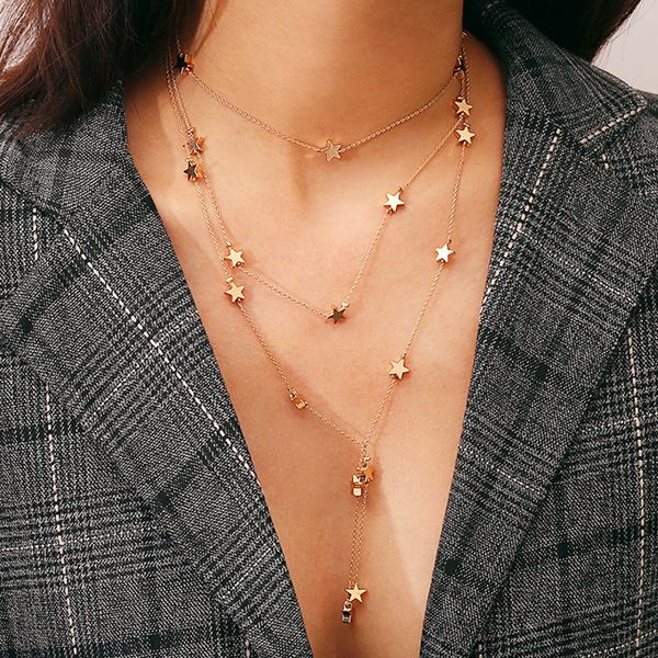 srcoi dainty gold color multilayer chain star choker necklace long tassel necklace collier layering jewelry accessories bohemia, Silver
srcoi dainty gold color multilayer chain star choker necklace long tassel necklace collier layering jewelry accessories bohemia, Silver
