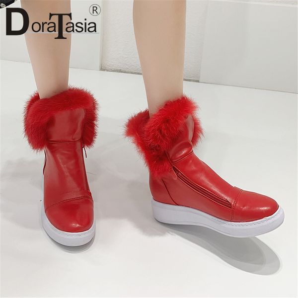 doratasia 2019 new fashion wholesale add fur warm winter boots women shoes woman height increasing ankle boots woman shoes, Black 
doratasia 2019 new fashion wholesale add fur warm winter boots women shoes woman height increasing ankle boots woman shoes, Black