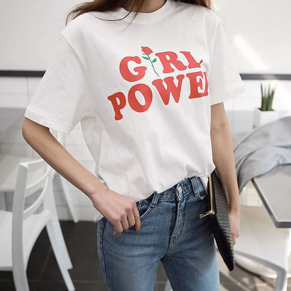 fashion summer women girls power letter print short sleeve cotton loose t shirt casual, White
fashion summer women girls power letter print short sleeve cotton loose t shirt casual, White