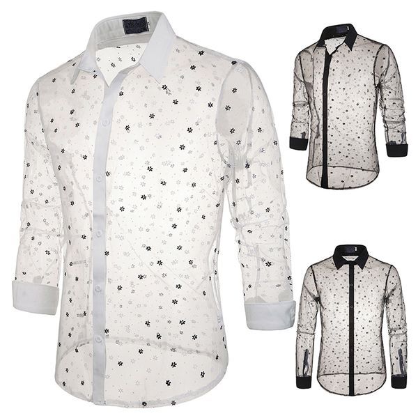 mens white lace transparent shirts mesh see through shirt men flower dress shirts stage party night club floral camisa, White;black
mens white lace transparent shirts mesh see through shirt men flower dress shirts stage party night club floral camisa, White;black