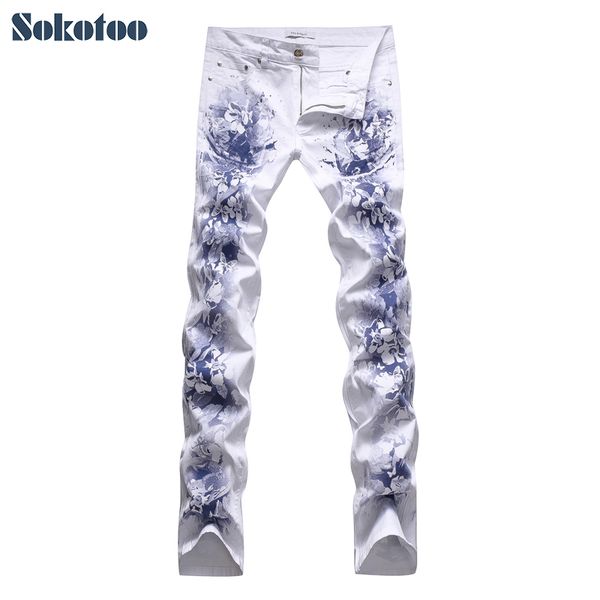 sokotoo men's fashion flower print white stretch denim jeans slim straight pants long trousers men's jeans, Blue
sokotoo men's fashion flower print white stretch denim jeans slim straight pants long trousers men's jeans, Blue