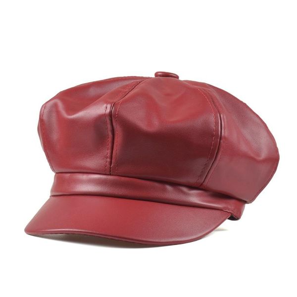 women's hat pu felt leather beret octagonal cap casual winter solid beanie beret leather cap punk locomotive boneless berets, Blue;gray
women's hat pu felt leather beret octagonal cap casual winter solid beanie beret leather cap punk locomotive boneless berets, Blue;gray