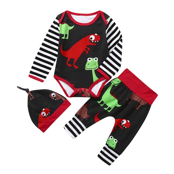 newborn clothes infant baby striped cartoon dinosaur print romper bodysuit+pants+hat outfits toddler children clothes #g1, White
newborn clothes infant baby striped cartoon dinosaur print romper bodysuit+pants+hat outfits toddler children clothes #g1, White