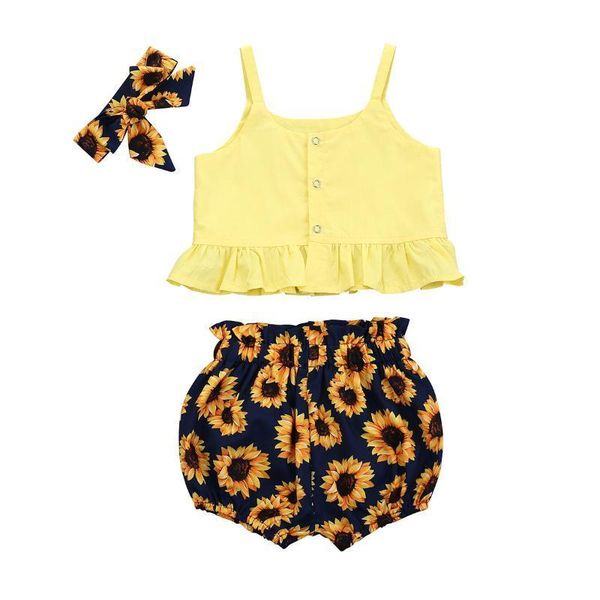 infant kids baby girl summer outfit sleeveless ruffled button + sunflower printed shorts headband casual wear 1-6y, White
infant kids baby girl summer outfit sleeveless ruffled button + sunflower printed shorts headband casual wear 1-6y, White