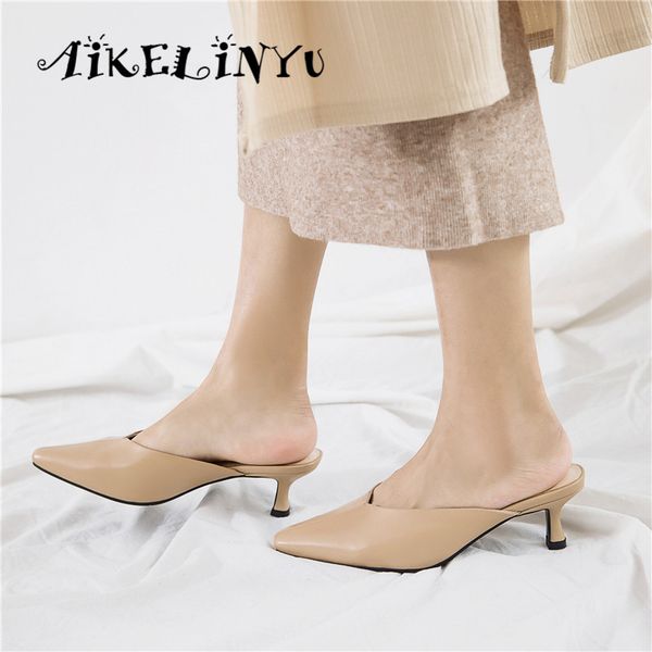 aikelinyu 2019 women cow leather mules stiletto heel pointed toe slingback concise ladies pumps slippers women summer size 34-40, Black
aikelinyu 2019 women cow leather mules stiletto heel pointed toe slingback concise ladies pumps slippers women summer size 34-40, Black