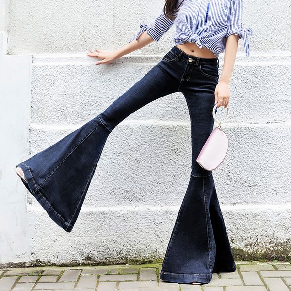 2020 spring fall women fashion vintage mid waist solid flare jeans wide leg big bell bottom long slim denim trousers y678, Blue
2020 spring fall women fashion vintage mid waist solid flare jeans wide leg big bell bottom long slim denim trousers y678, Blue