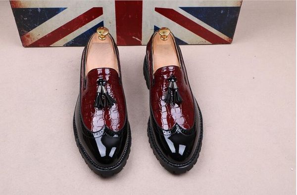 men bullock dress shoes patent leather luxury fashion brogue wedding shoes tassel oxford for men zapatos de hombre, Black
men bullock dress shoes patent leather luxury fashion brogue wedding shoes tassel oxford for men zapatos de hombre, Black