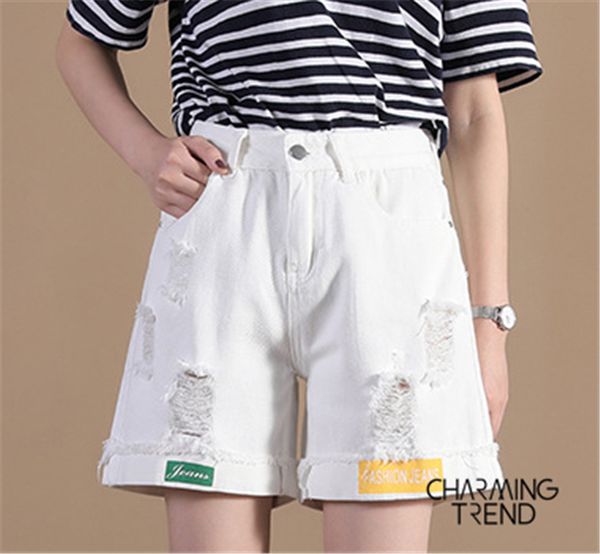 white denim shorts female preppy style worn-out chic high waist loose ladies shorts korean style cute summer daily female, White;black
white denim shorts female preppy style worn-out chic high waist loose ladies shorts korean style cute summer daily female, White;black
