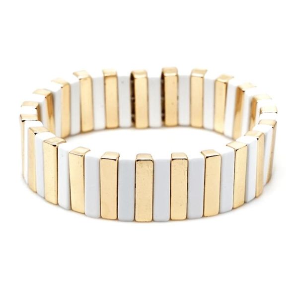 kelitch gold metal enamel beads stretch bracelets cuff bangles fashion alloy tile casual bracelets female jewelry, Black 
kelitch gold metal enamel beads stretch bracelets cuff bangles fashion alloy tile casual bracelets female jewelry, Black