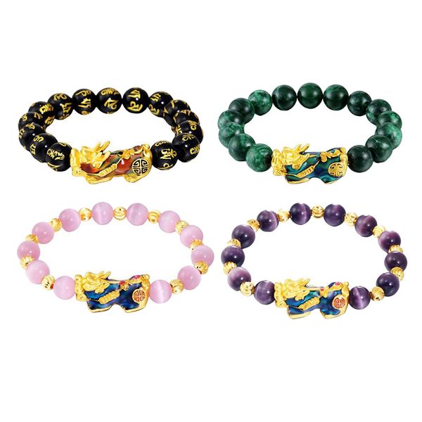 4pack feng shui mantra obsidian pixiu alloy bracelet attract wealth jewelry, Golden;silver
4pack feng shui mantra obsidian pixiu alloy bracelet attract wealth jewelry, Golden;silver