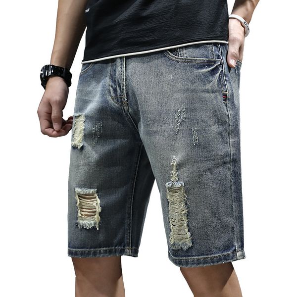 men five-point pants thin hole denim shorts jean korean youth jeans men slim seven-point pants shorts summer, Blue
men five-point pants thin hole denim shorts jean korean youth jeans men slim seven-point pants shorts summer, Blue
