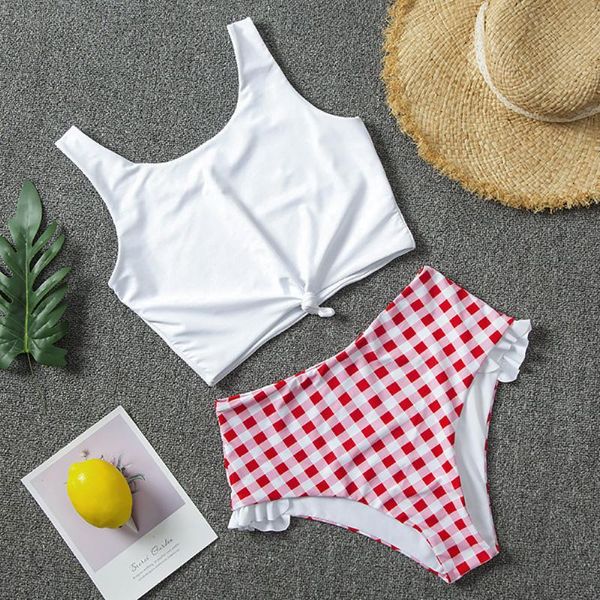 bikini set 2019 vintage front tie plaid high waist swimwear women beach push up padded bathing suit ruffled bikini swisuit
bikini set 2019 vintage front tie plaid high waist swimwear women beach push up padded bathing suit ruffled bikini swisuit