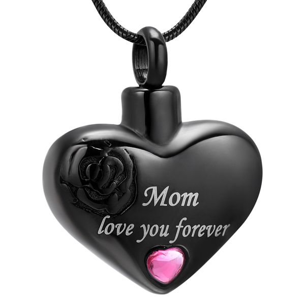 ijd10034 mom love you forever black heart stainless steel cremation souvenir necklace for ashes urn keepsake memorial pendants jewelry, Silver
ijd10034 mom love you forever black heart stainless steel cremation souvenir necklace for ashes urn keepsake memorial pendants jewelry, Silver