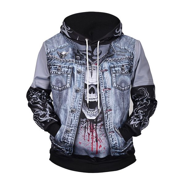 men's clothing cowboy fake two pieces skull 3d horror printing hooded sweatshirt hoodies large size coat streetwear hoodie, Black
men's clothing cowboy fake two pieces skull 3d horror printing hooded sweatshirt hoodies large size coat streetwear hoodie, Black