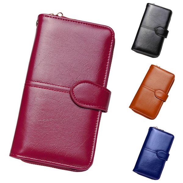 vintage women solid color faux leather wristlet wallet phone holder long purse, Red;black
vintage women solid color faux leather wristlet wallet phone holder long purse, Red;black