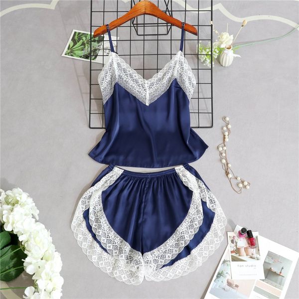 female two piece set women sleepwear silk pajamas chest pad nightwear women 2018 summer lace homewear lingerie, Black;red
female two piece set women sleepwear silk pajamas chest pad nightwear women 2018 summer lace homewear lingerie, Black;red
