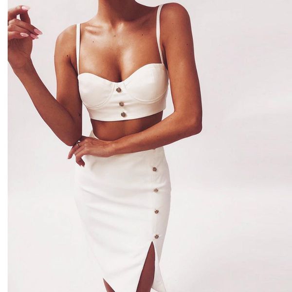 2020 new women's summer casual bandage women set sling & skirts bodycon2 two-piece club celebrity party set vestidos, White
2020 new women's summer casual bandage women set sling & skirts bodycon2 two-piece club celebrity party set vestidos, White