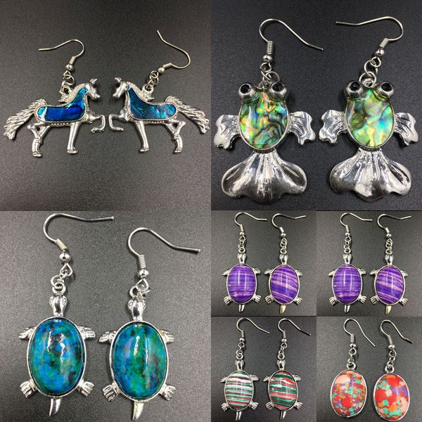 abalone shell horse fish azurite howlite turtle oval beads dangle earrings wb684, Silver
abalone shell horse fish azurite howlite turtle oval beads dangle earrings wb684, Silver