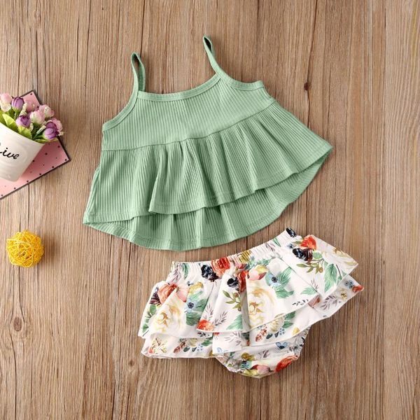 6m-24m sling ruffle vest +double-layers flower printed shorts 2pcs set for infant baby girls clothing set summer outfits, White
6m-24m sling ruffle vest +double-layers flower printed shorts 2pcs set for infant baby girls clothing set summer outfits, White