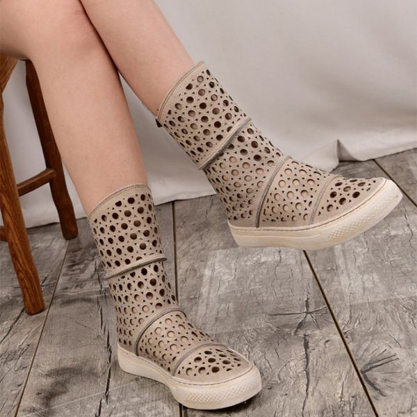 boots style cow full grain natural leather women mid-calf hollow cool zip round toes riding khaki shoes for summer, Black
boots style cow full grain natural leather women mid-calf hollow cool zip round toes riding khaki shoes for summer, Black