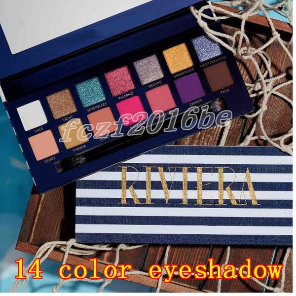2019 New Brand cosmetics RIVIERA 14 colors eye shadow palette Shimmer Matte eye shadow Makeup beauty palette DHL
2019 New Brand cosmetics RIVIERA 14 colors eye shadow palette Shimmer Matte eye shadow Makeup beauty palette DHL