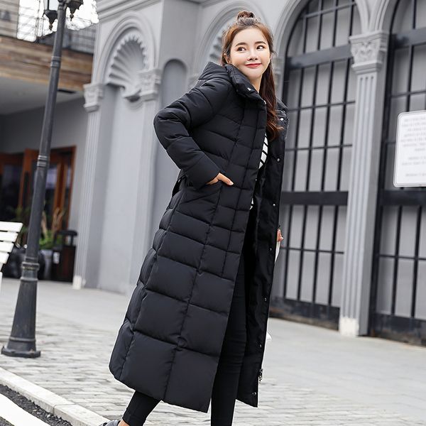 women's long coat slim hooded solid color long-sleeve warm cotton padded coat thick tide casual femme fashion parkas mz3210, Black
women's long coat slim hooded solid color long-sleeve warm cotton padded coat thick tide casual femme fashion parkas mz3210, Black