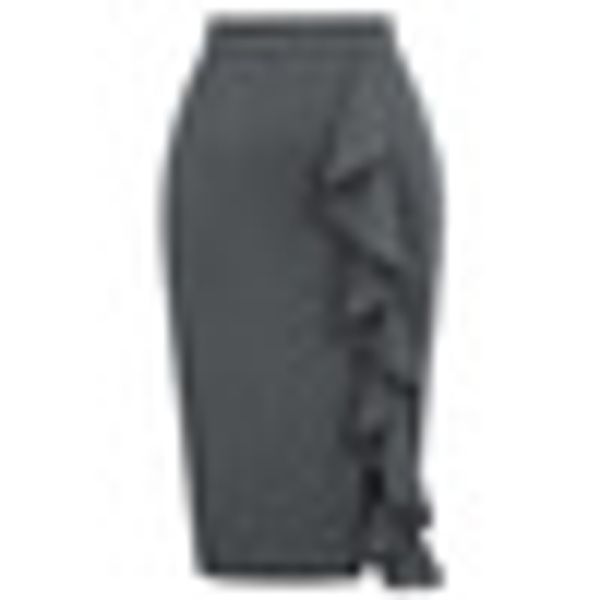 women ruffled frill skirt high waist midi slim zipper pencil skirts, Black
women ruffled frill skirt high waist midi slim zipper pencil skirts, Black