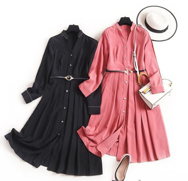 fashion v-neck solid color dress female 2020 spring women's single-breasted shirt dress with belt fashion vintage clothes new gunn, Black;gray
fashion v-neck solid color dress female 2020 spring women's single-breasted shirt dress with belt fashion vintage clothes new gunn, Black;gray