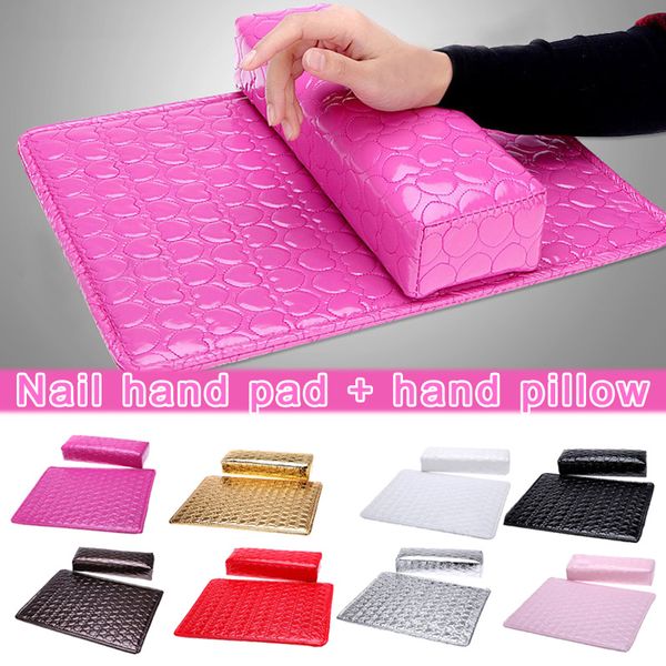 Manicure Hand Pillow With Hand Pad Waterproof Soft Pu Leather Nails Tool Random Color Qs888