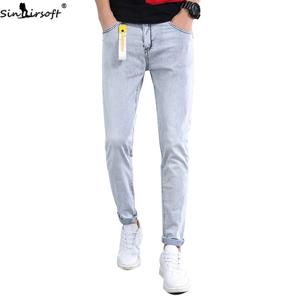 light-colored jeans men summer thin section small feet slim korean version of the trendy tide brand wild casual wild pants, Blue
light-colored jeans men summer thin section small feet slim korean version of the trendy tide brand wild casual wild pants, Blue