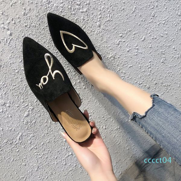2019 spring women shoes slippers flock letter female mules fashion low heels pointed toe sandals elegant woman slipper ct04, Black
2019 spring women shoes slippers flock letter female mules fashion low heels pointed toe sandals elegant woman slipper ct04, Black
