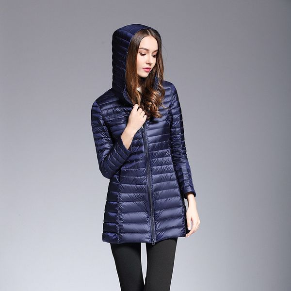 winter ultra light down jacket hooded long female down coats long sleeve thin slim jacket 90% duck uhlulc, Black
winter ultra light down jacket hooded long female down coats long sleeve thin slim jacket 90% duck uhlulc, Black