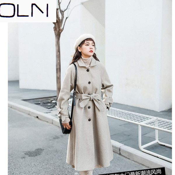 2019 russian winter temperament hepburn wind sen wool coat female long section thick over the knee woolen coat, Black
2019 russian winter temperament hepburn wind sen wool coat female long section thick over the knee woolen coat, Black