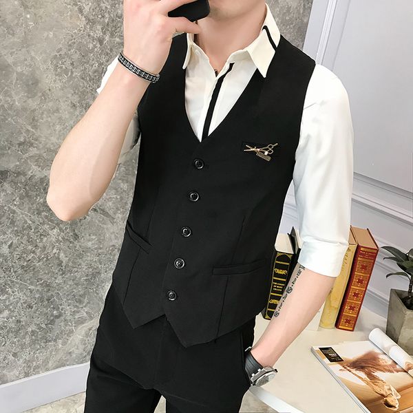 new dress vests for men slim fit mens suit vest male waistcoat gilet homme 2019 autumn casual sleeveless formal business jacket, Black;white
new dress vests for men slim fit mens suit vest male waistcoat gilet homme 2019 autumn casual sleeveless formal business jacket, Black;white