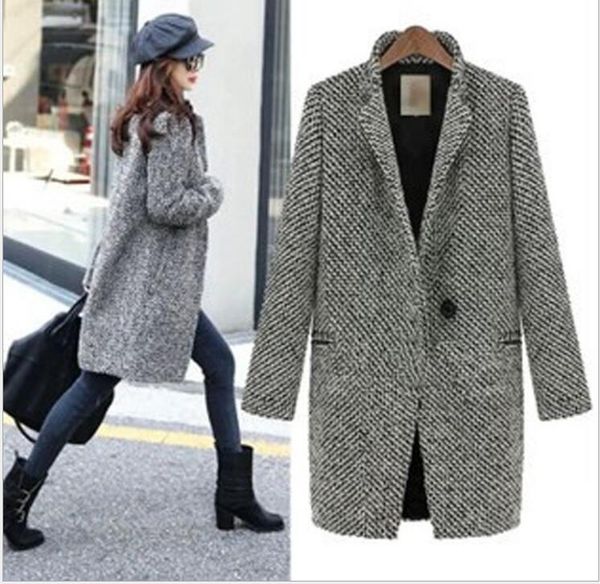 autumn and winter gray woollen plaid overcoat grid female thickening woolen long cashmere coat women manteau femme wool, Black
autumn and winter gray woollen plaid overcoat grid female thickening woolen long cashmere coat women manteau femme wool, Black