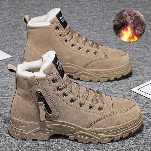 men winter snow boots winter plush keep warm comfortable waterproof outdoor boots platform height increasing leather, Black
men winter snow boots winter plush keep warm comfortable waterproof outdoor boots platform height increasing leather, Black