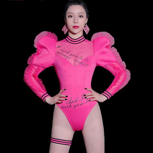 fashion nightclub women singer dance costume pink puff sleeve letter crystal bodysuit elastic skinny leotard bar dj stage wear, Black;red
fashion nightclub women singer dance costume pink puff sleeve letter crystal bodysuit elastic skinny leotard bar dj stage wear, Black;red