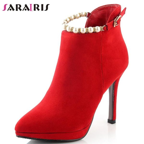 sarairisnew spring female pointed toe ankle boots platform high heels boots women pearl decorating wedding shoes woman, Black
sarairisnew spring female pointed toe ankle boots platform high heels boots women pearl decorating wedding shoes woman, Black