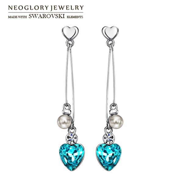 neoglory austria crystal & rhinestone & simulated pearl dangle long earrings romantic love heart style for lady trendy, Silver 
neoglory austria crystal & rhinestone & simulated pearl dangle long earrings romantic love heart style for lady trendy, Silver