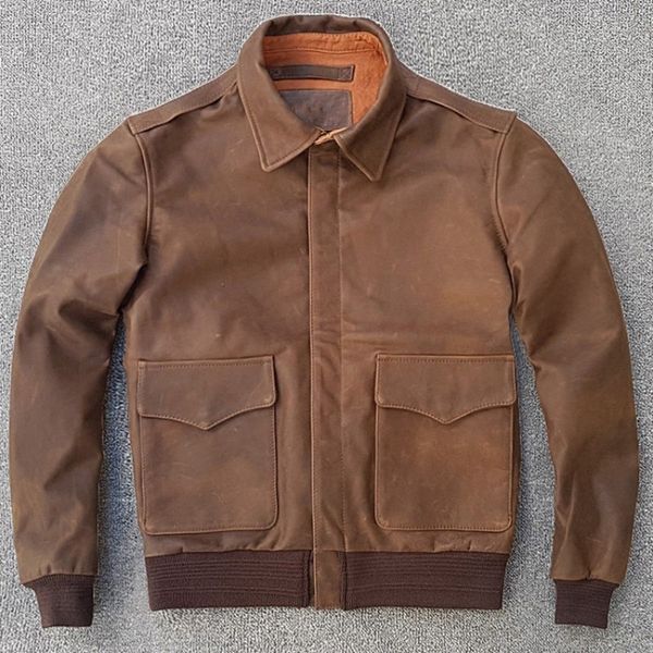 100% cowhide genuine leather pilot jacket mens vintage zipper lapel bomber jacket classic slim fit plus size coat, Black
100% cowhide genuine leather pilot jacket mens vintage zipper lapel bomber jacket classic slim fit plus size coat, Black