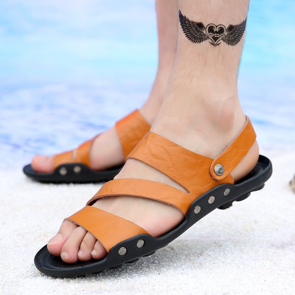2019 new men sandals fashion men casual shoes outdoor summer beach sandals breathable shoes leather flip flops, Black
2019 new men sandals fashion men casual shoes outdoor summer beach sandals breathable shoes leather flip flops, Black